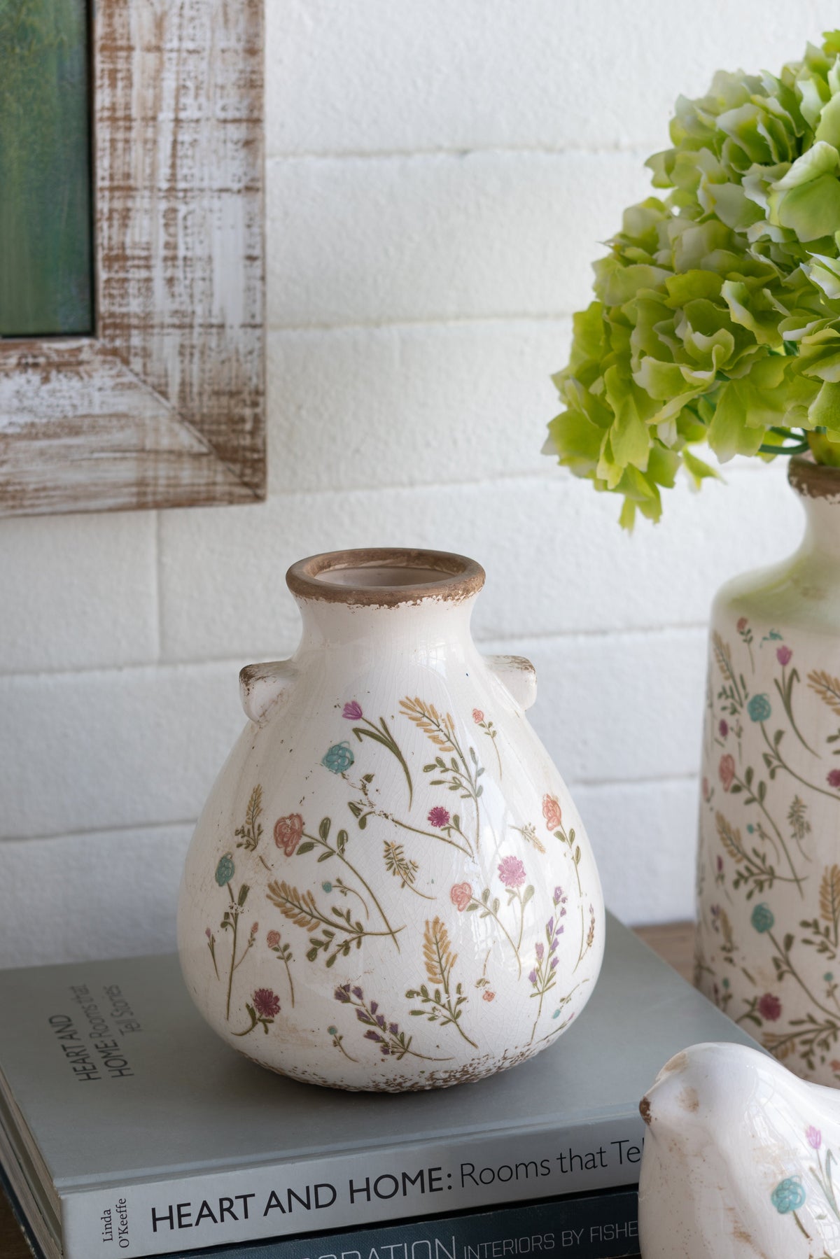 6.7x6.7x7.7" Round Ceramic Accent Vase with Multi-Colored Floral Motifs