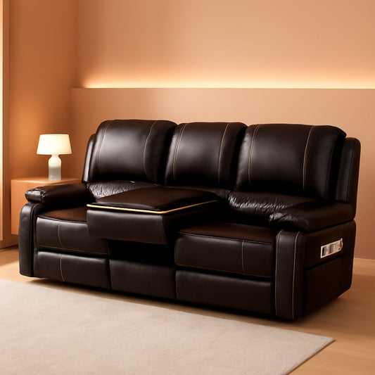 3 Seater Recliner Sofa With Hidden Storage Console