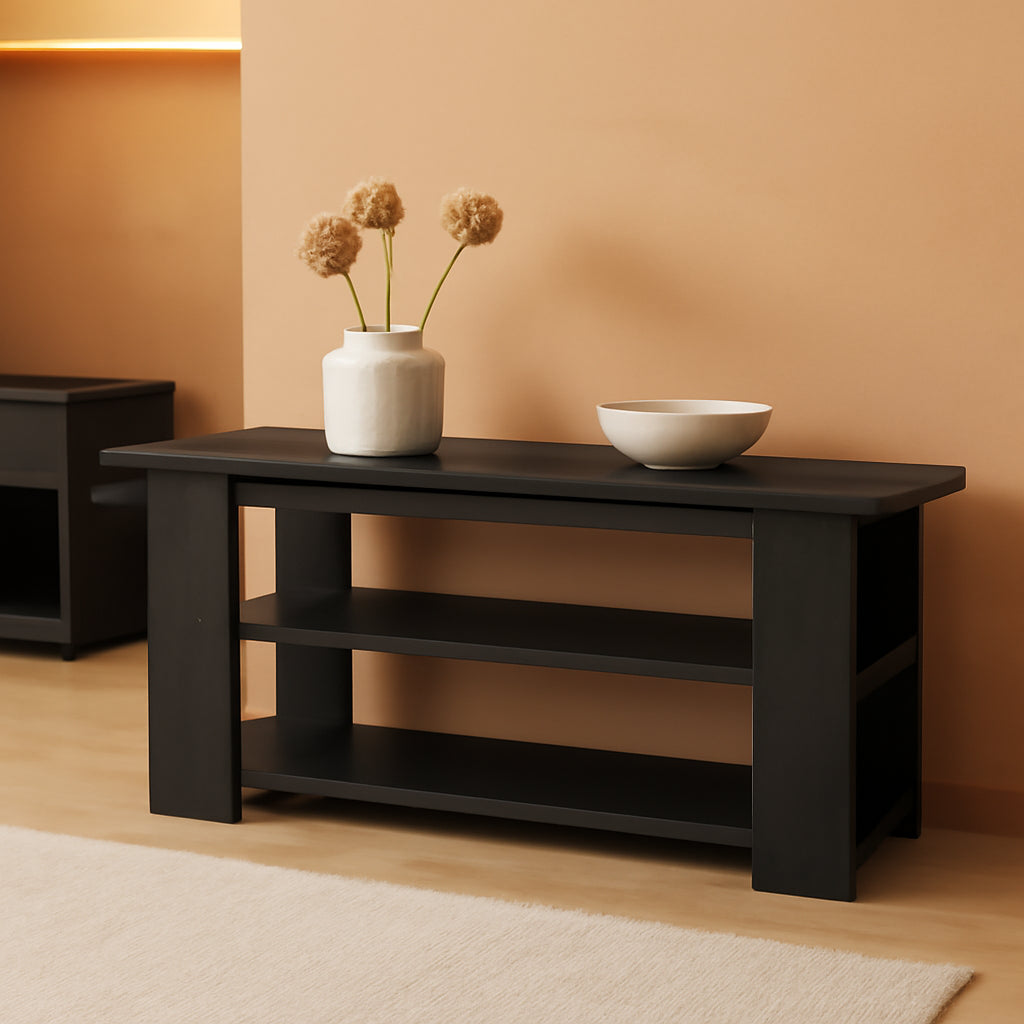Jaya Espresso TV Stand For 50 Inch Screens Open Shelves