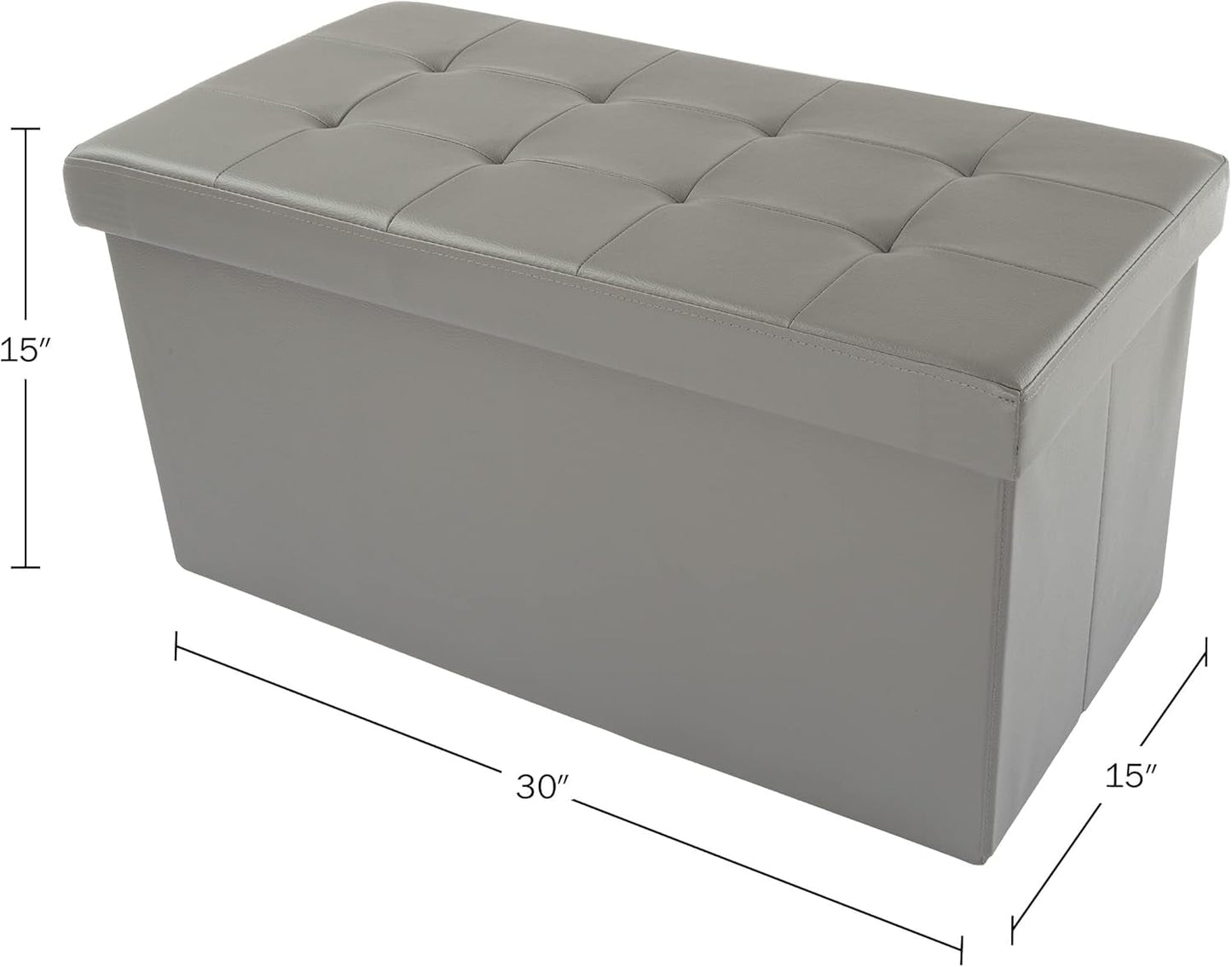 Storage Ottoman Bench 30 Inch Gray Removable Divider