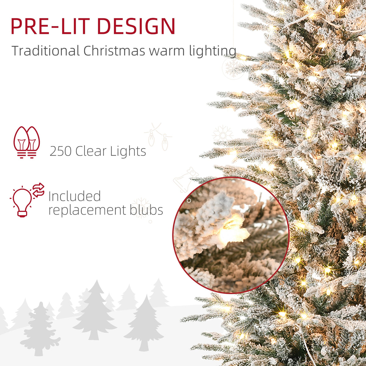 HOMCOM 6ft Tall Prelit Artificial Christmas Tree