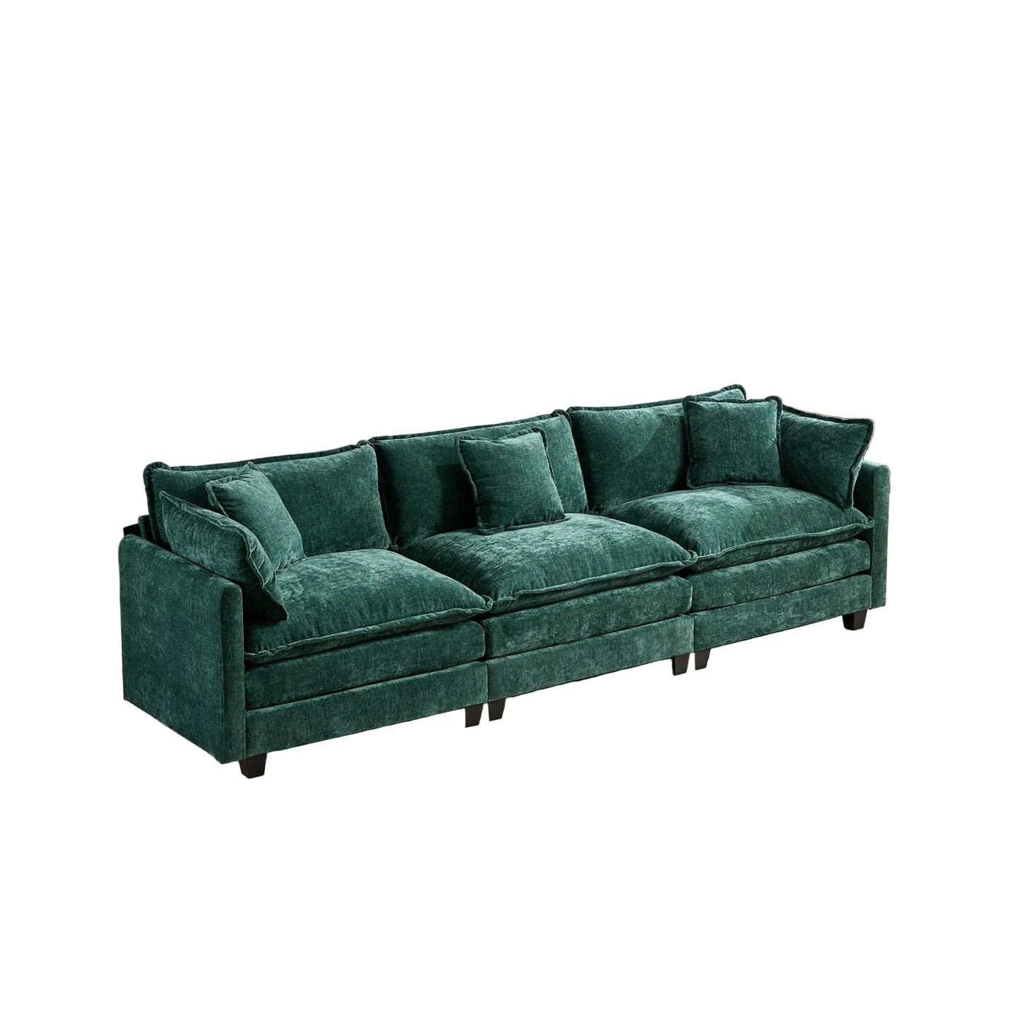 Cloud 3 Seats Sofa (Ottoman is not included) Chenille Fabric in Green