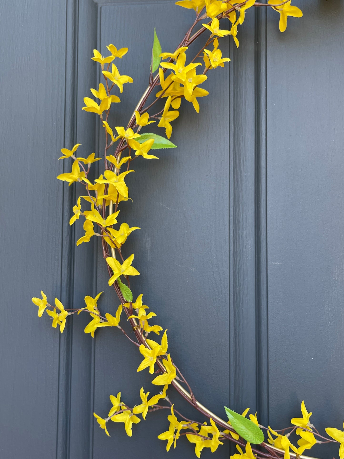 Modern Yellow Forsythia Hoop Wreath