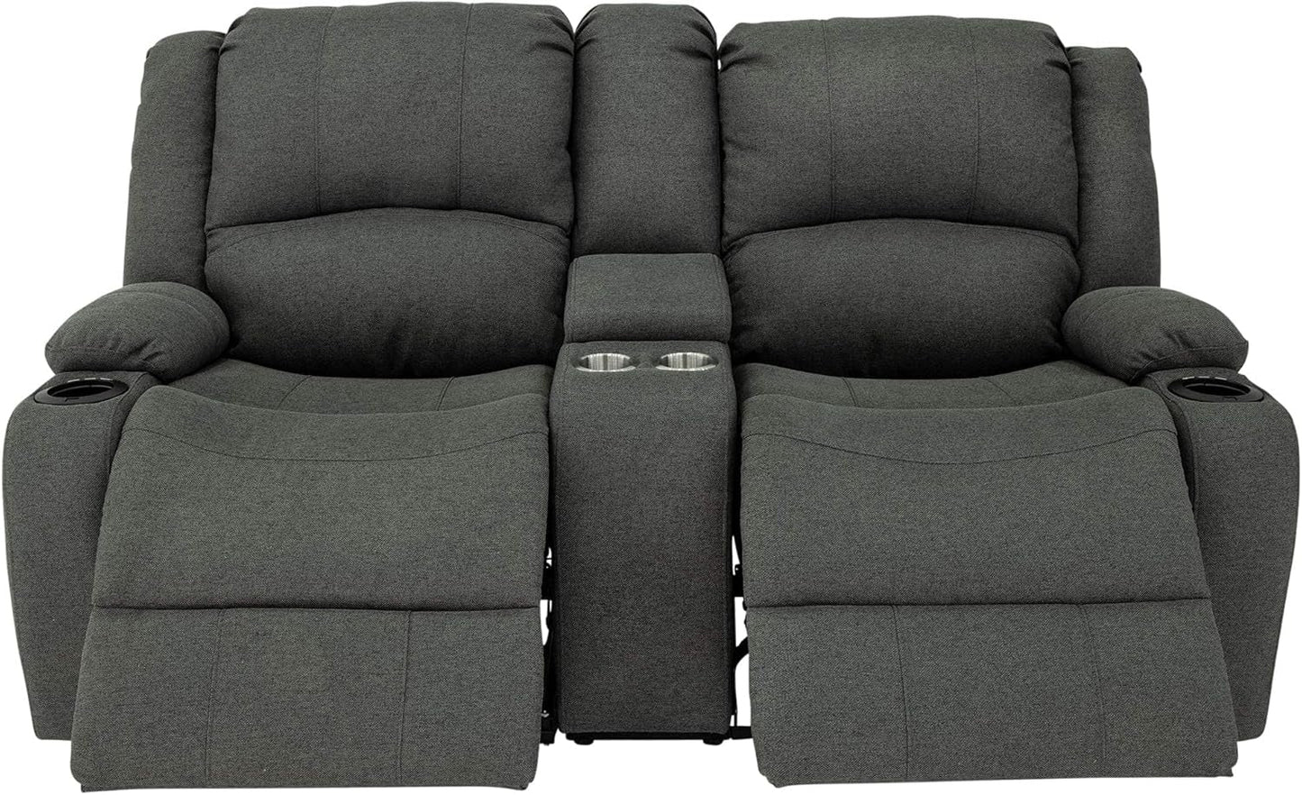 Powered Double Wall Hugger Recliner Sofa 67in Fossil Cloth