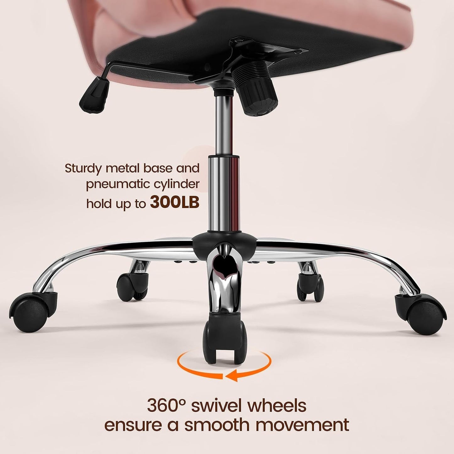 Pink Velvet Desk Chair Backrest Office Chair Modern