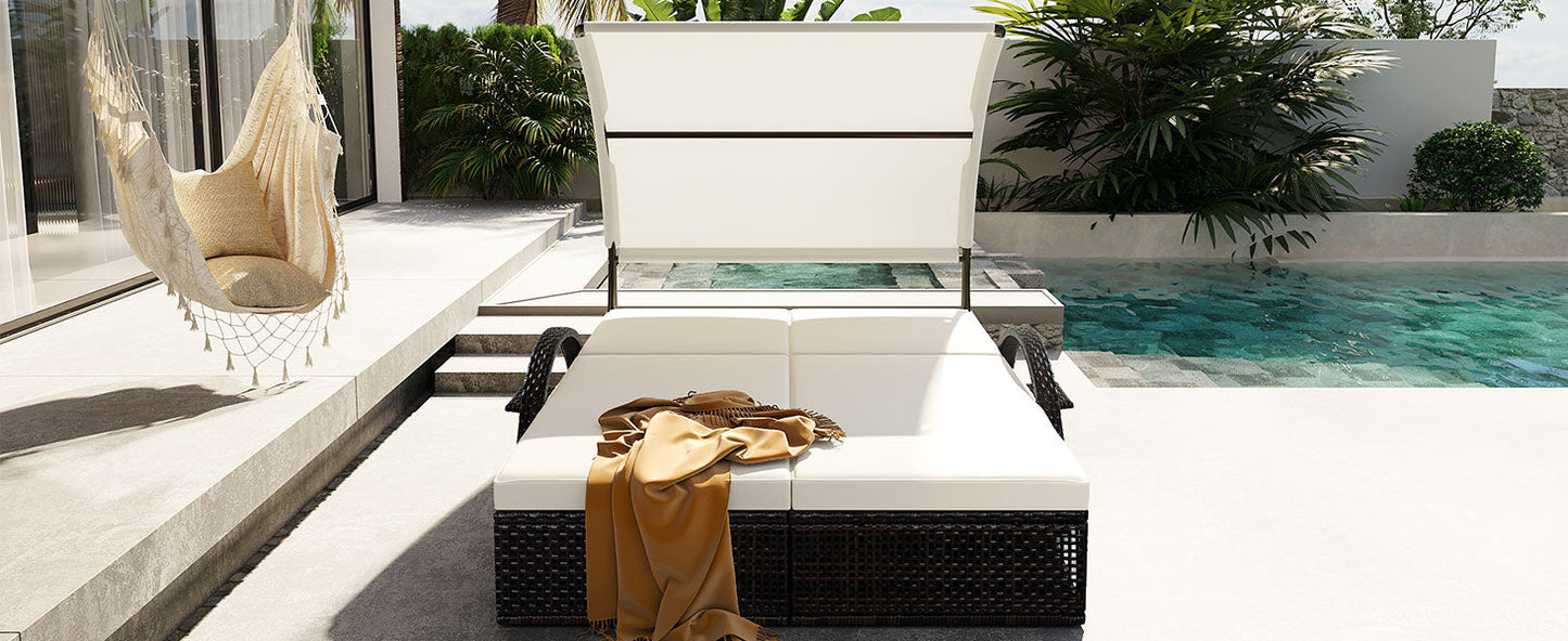 U_STYLE Outdoor Steel Frame Sun Lounger