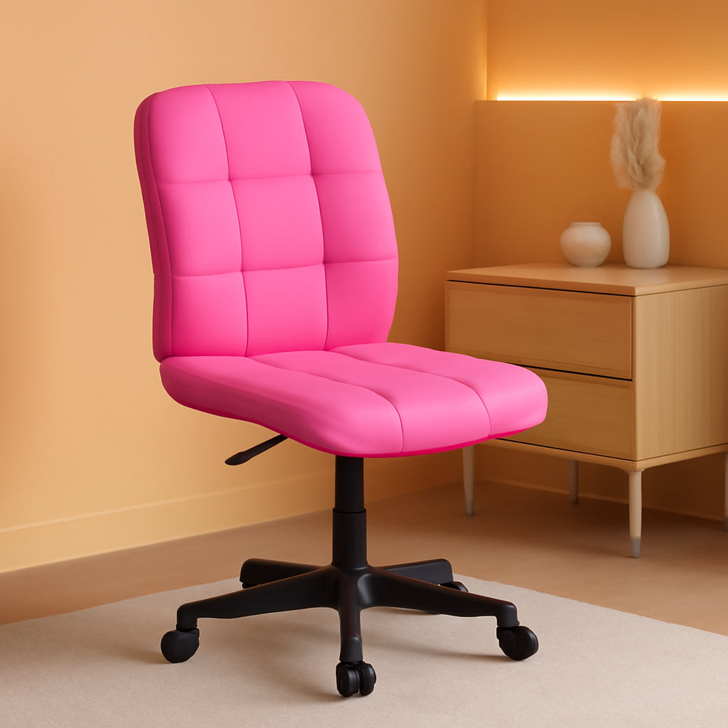 Clayton Pink Quilted Vinyl Mid-Back Swivel Office Chair