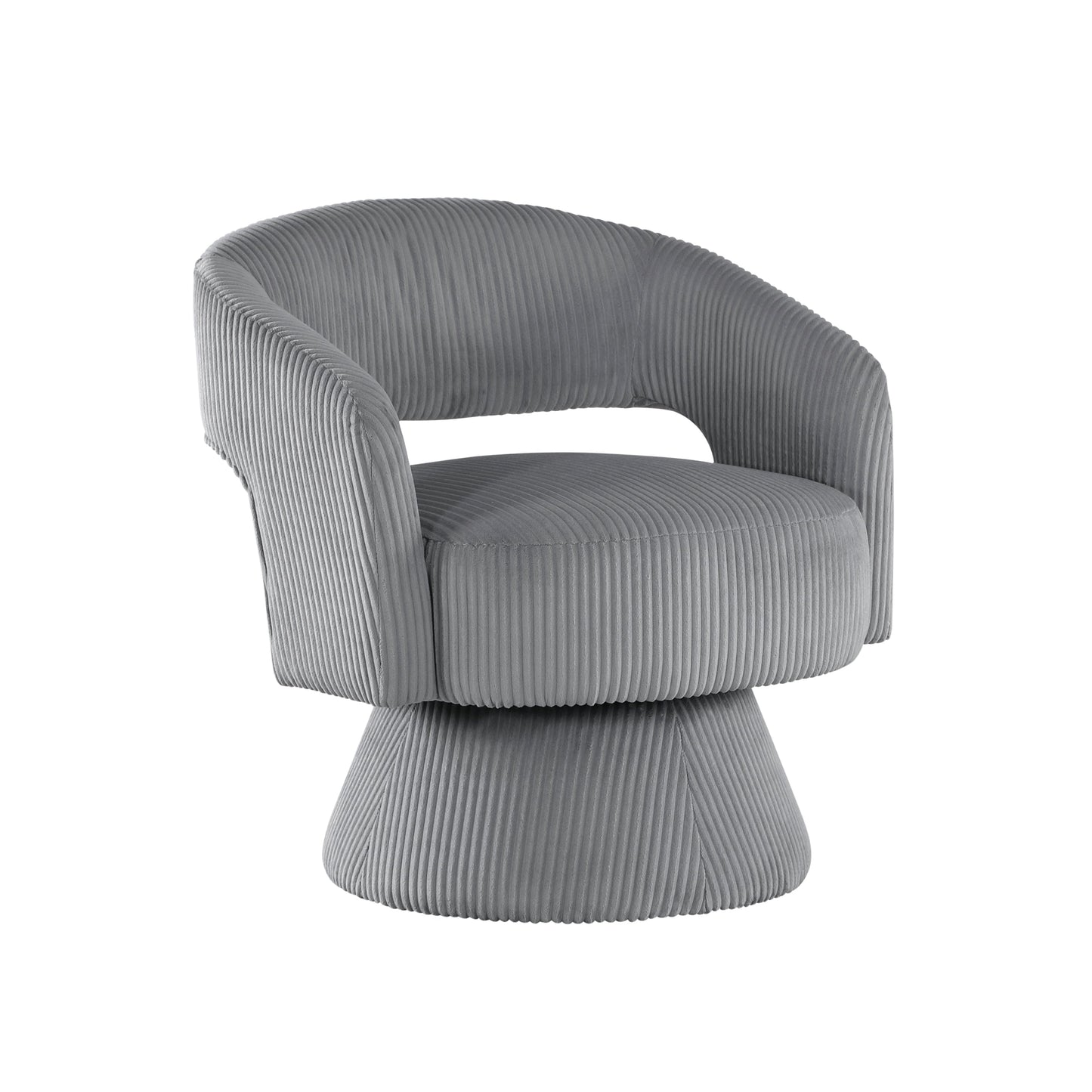 Modern Luxurious Swivel Accent Chair Dark Gray Soft Corduroy Upholstery Plush Seating Solid Wood Stylish Home Furniture 1pc