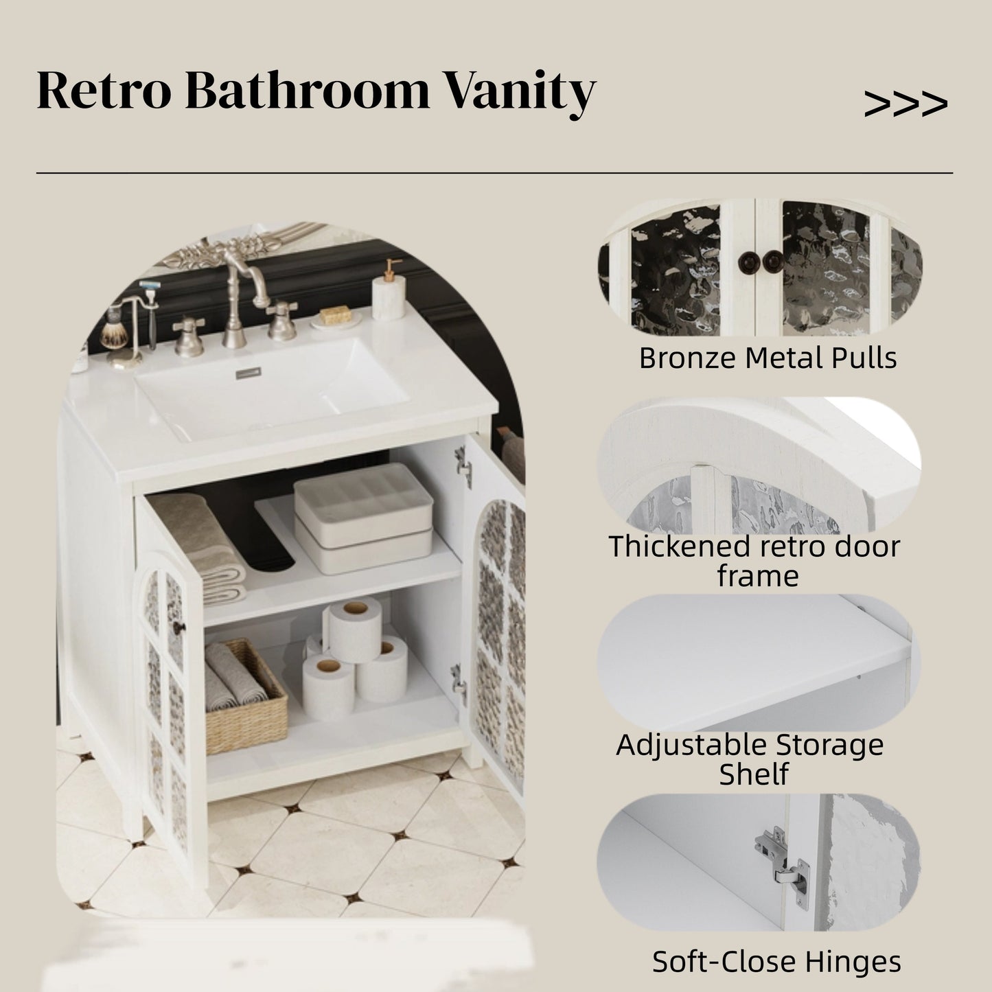 30 Inches Bathroom Vanity with Ceramic Sink