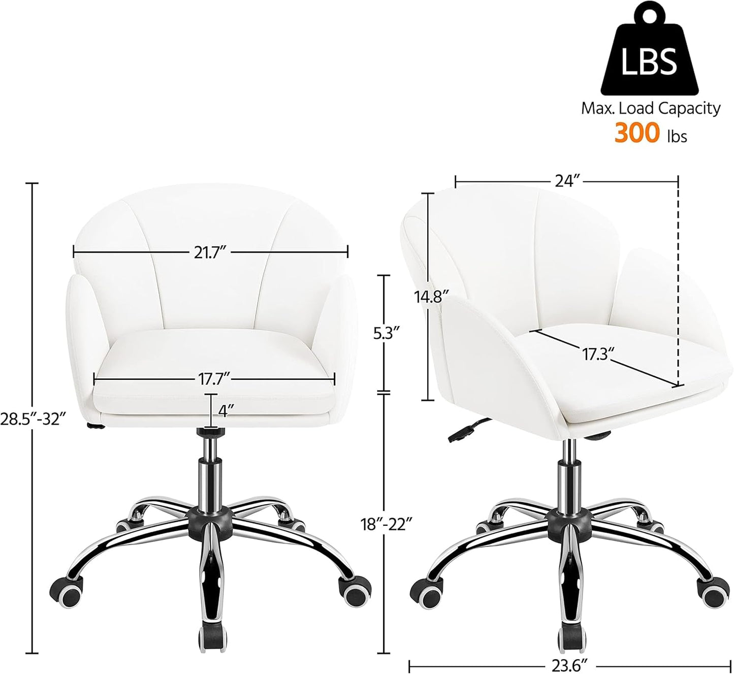 White Petal Desk Chair Faux Leather Swivel Office Chair