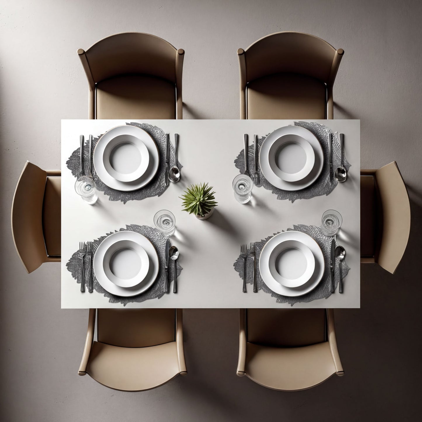 Vinyl Placemats - Leaf Cut Out Silver Set of 6 | Heat Resistant Non Slip Table Mats