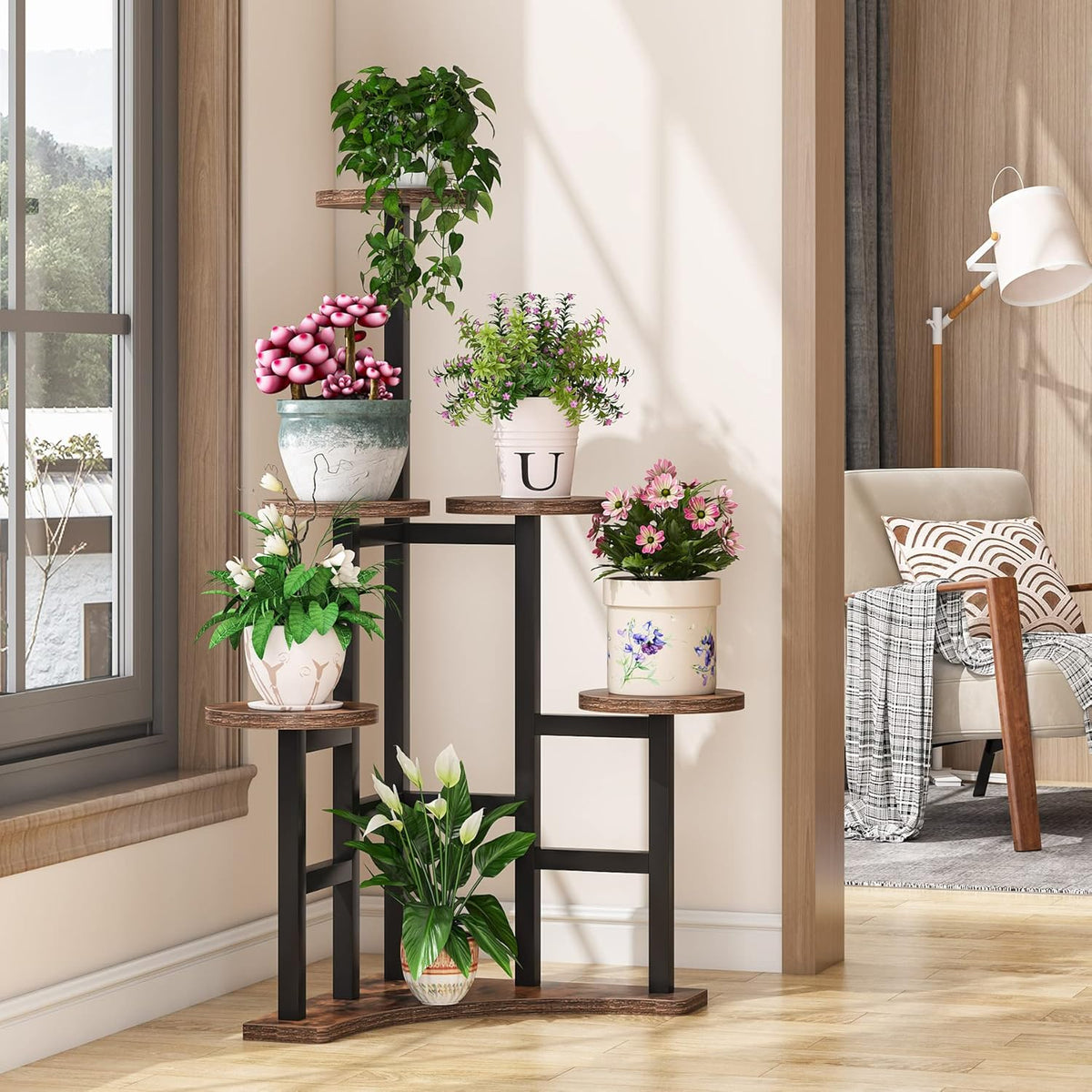 43.70" Height 6-Tier Rustic Plant Shelf