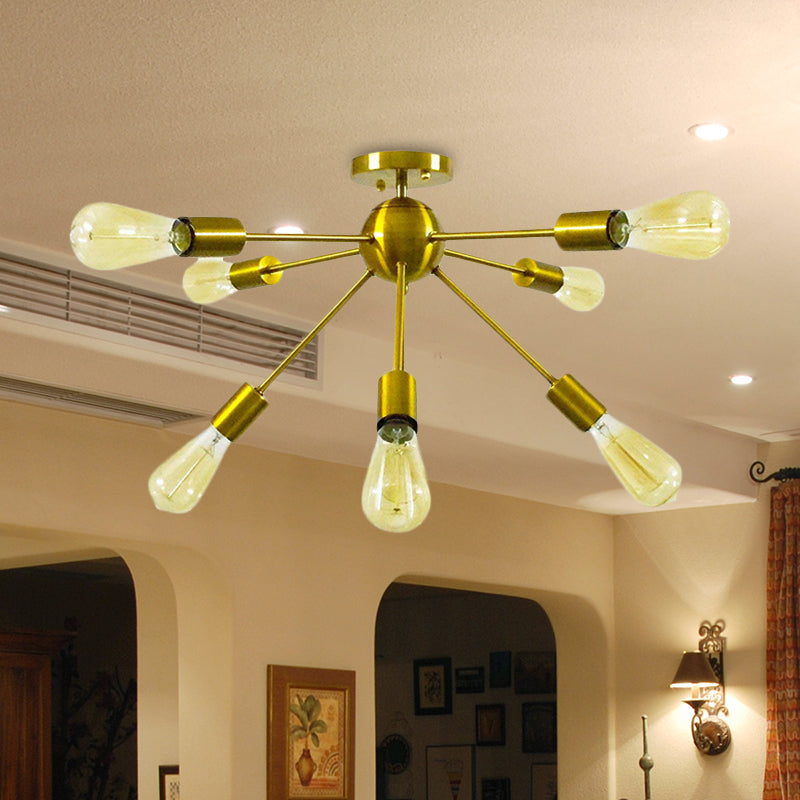 Lily's Modern 8-Head Metal Linear Semi Flush Mount Ceiling Lamp - Perfect for Restaurants
