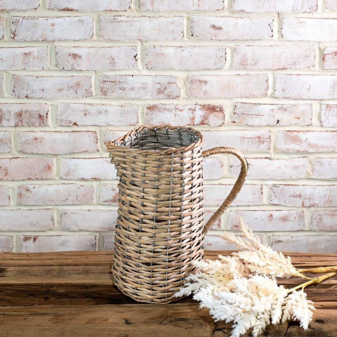 Wicker Pitcher Vase with Handle