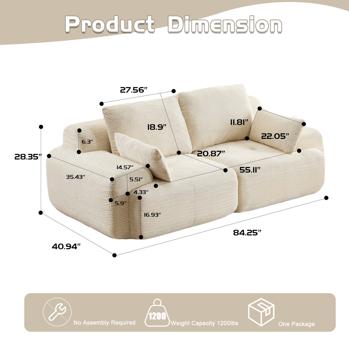 Modern Memory Foam Compressed Sofa