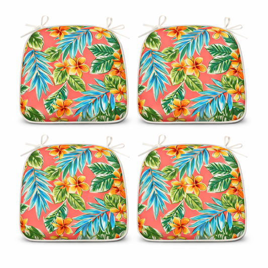 Outdoor Patio Chair Cushions, Water-Repellent U-Shape Thick Foam Seat Cushions (Set of 4)