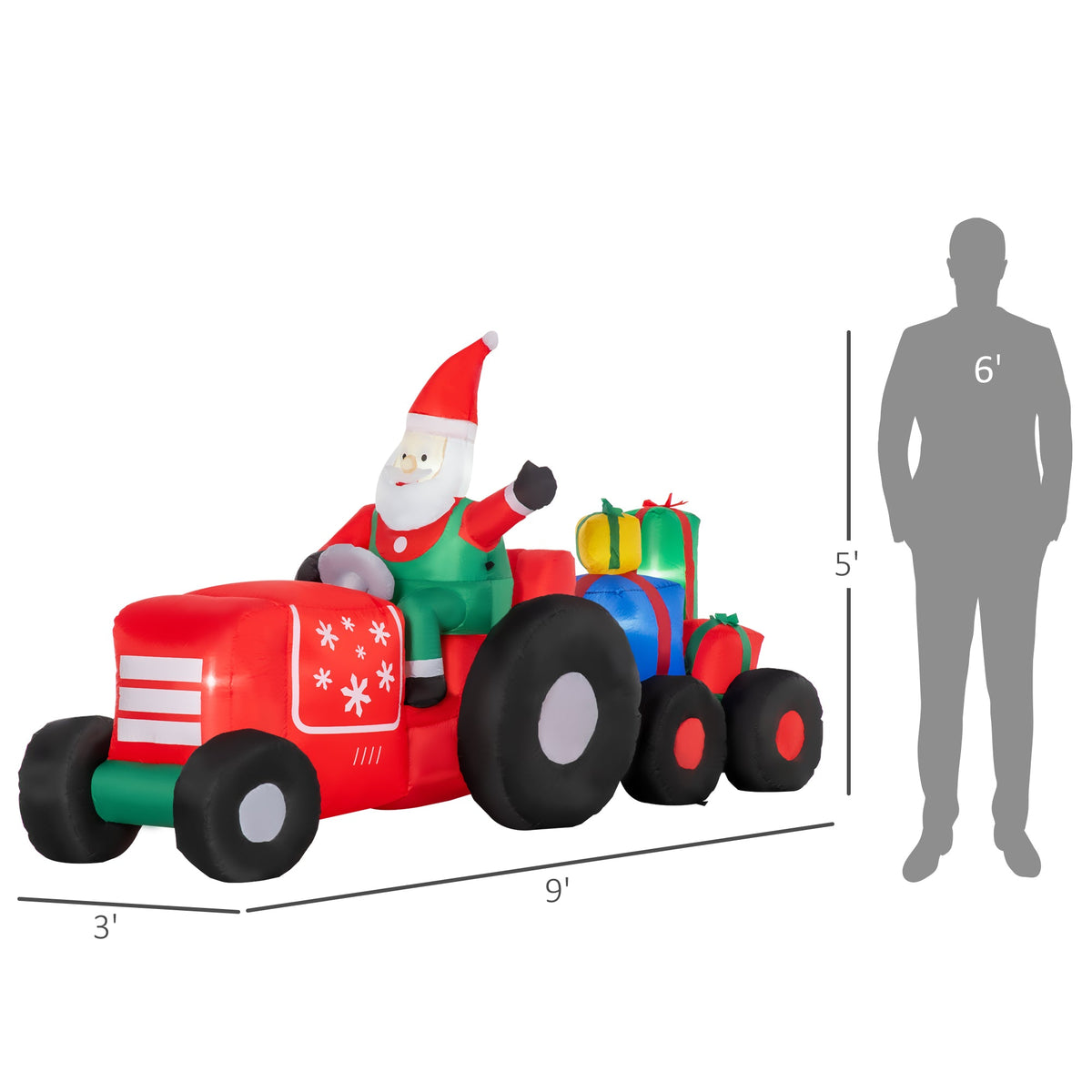 Outsunny 9ft Christmas Inflatables Santa Claus Trailer