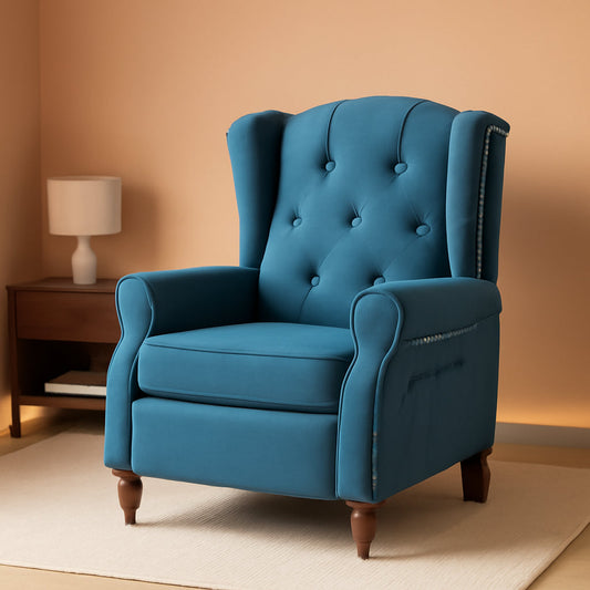 Wingback Recliner Chair With Massage And Heat Tufted Fabric