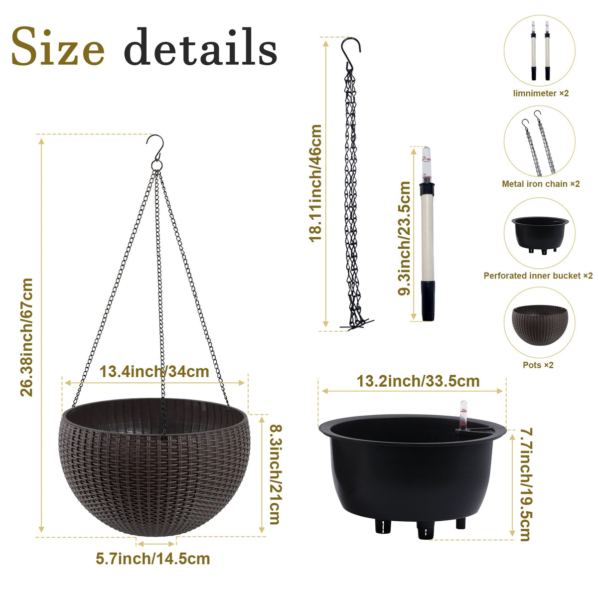 Self-Watering Hanging Rattan-Inspired Planter
