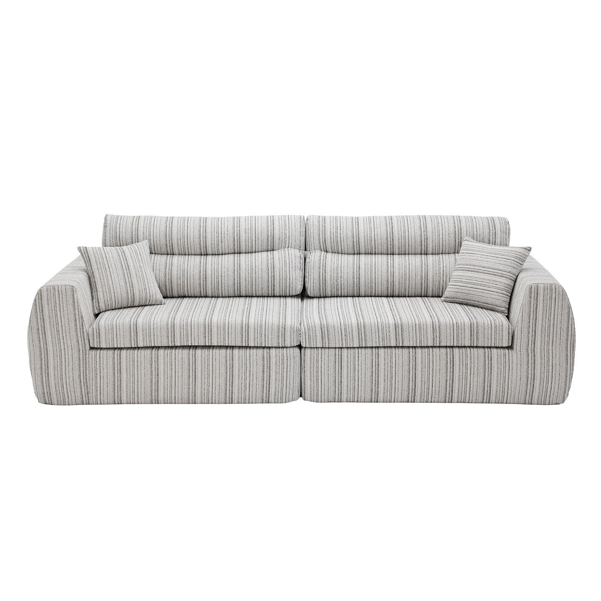 Chenille Stripe Fabric Compressed Sponge Sofa, 3-Seater