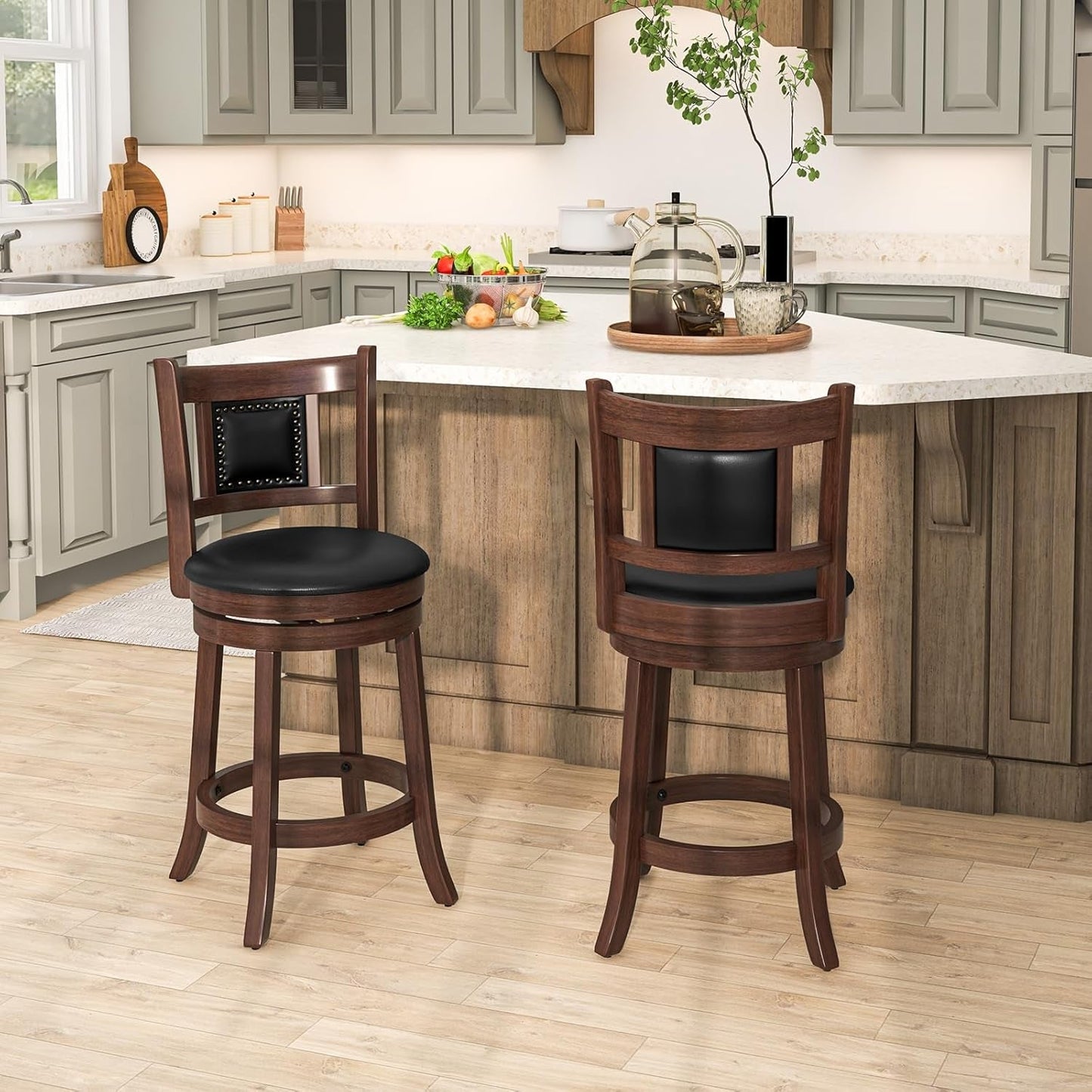 Ergonomic Swivel Bar Stools Set of Two