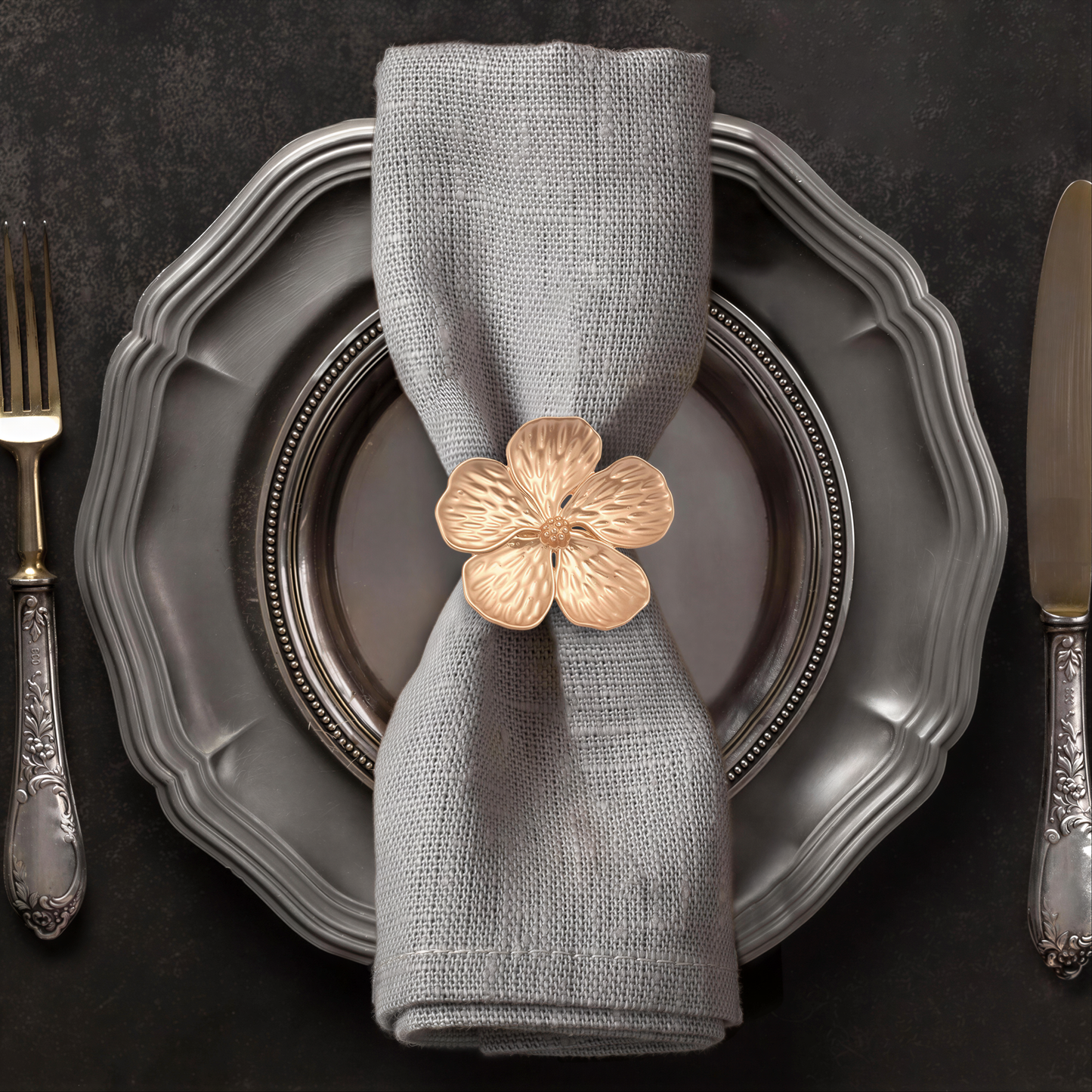 Gold Floral Napkin Rings – Elegant Metal Table Decor Rings for Dining
