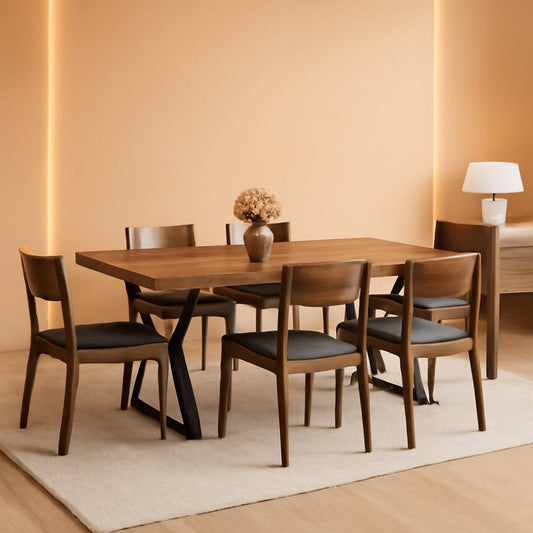 70.9 Inch Farmhouse Dining Table With X Shaped Metal Legs