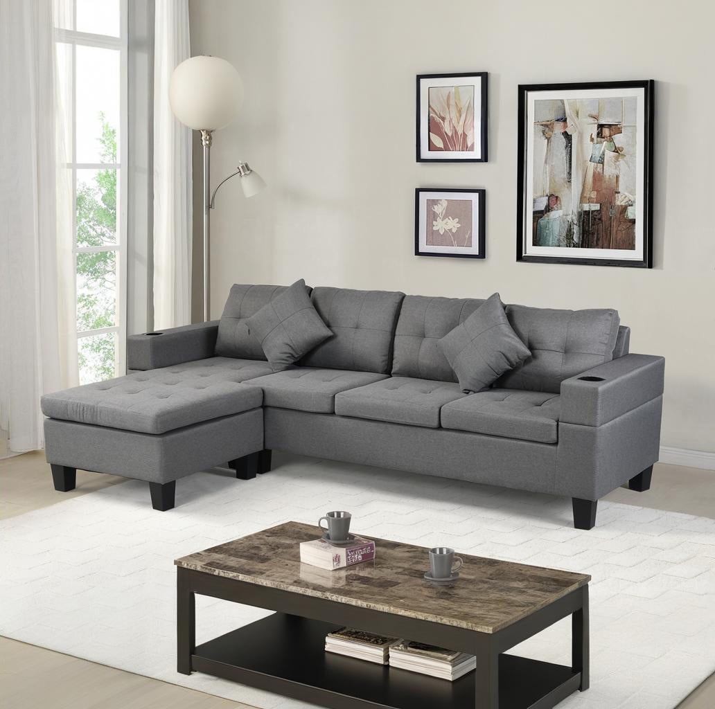 Modern L Shape Sectional Sofa Set with Chaise Lounge