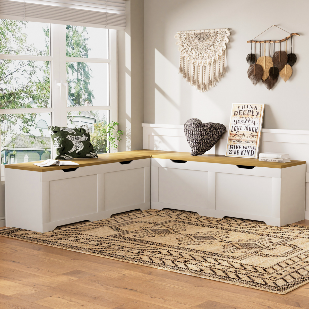 3-Piece L-Shaped Multi-Functional Storage Bench