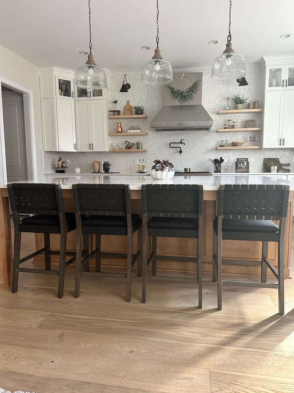 Cohen Mid Century Leather Bar Stool Counter Height