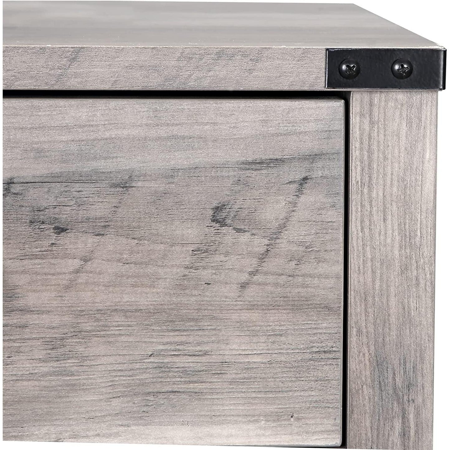 Barnwood Rustic Nightstand With X Shaped Barn Doors Grey