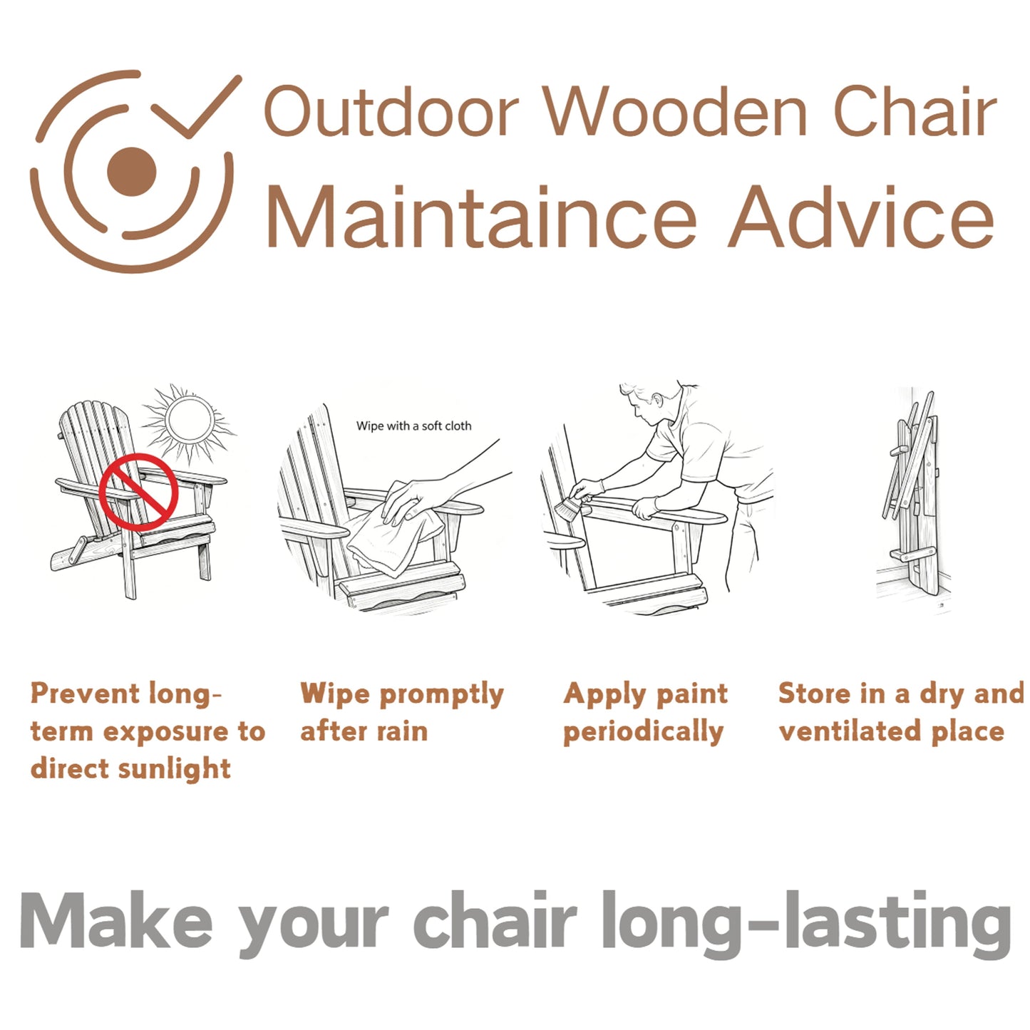 Outdoor Wooden Folding Adirondack Chair Set of 2