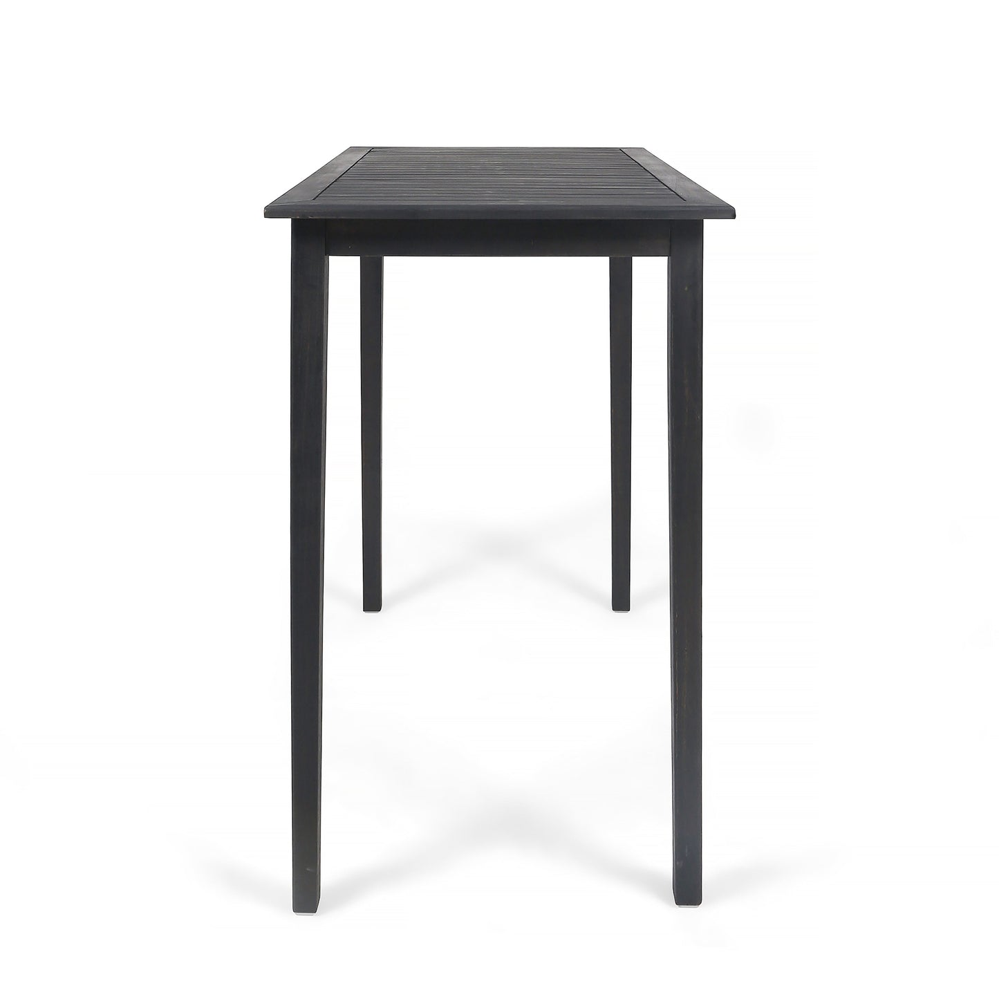 Outdoor Minimalist Acacia Wood Rectangle Bar Table - Dark Gray Finish 45x26 Inches