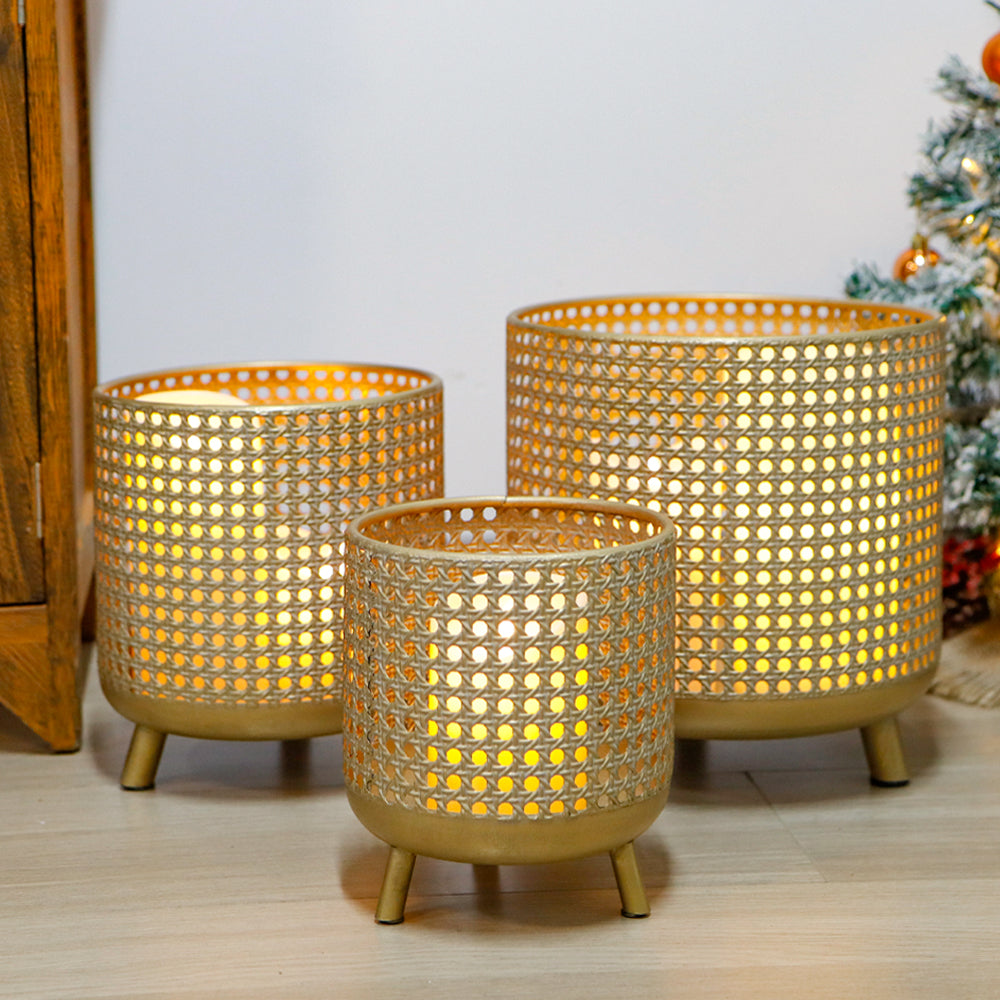 Set of 3 Plant Pots 10/8.5/7''H (Antique Gold)