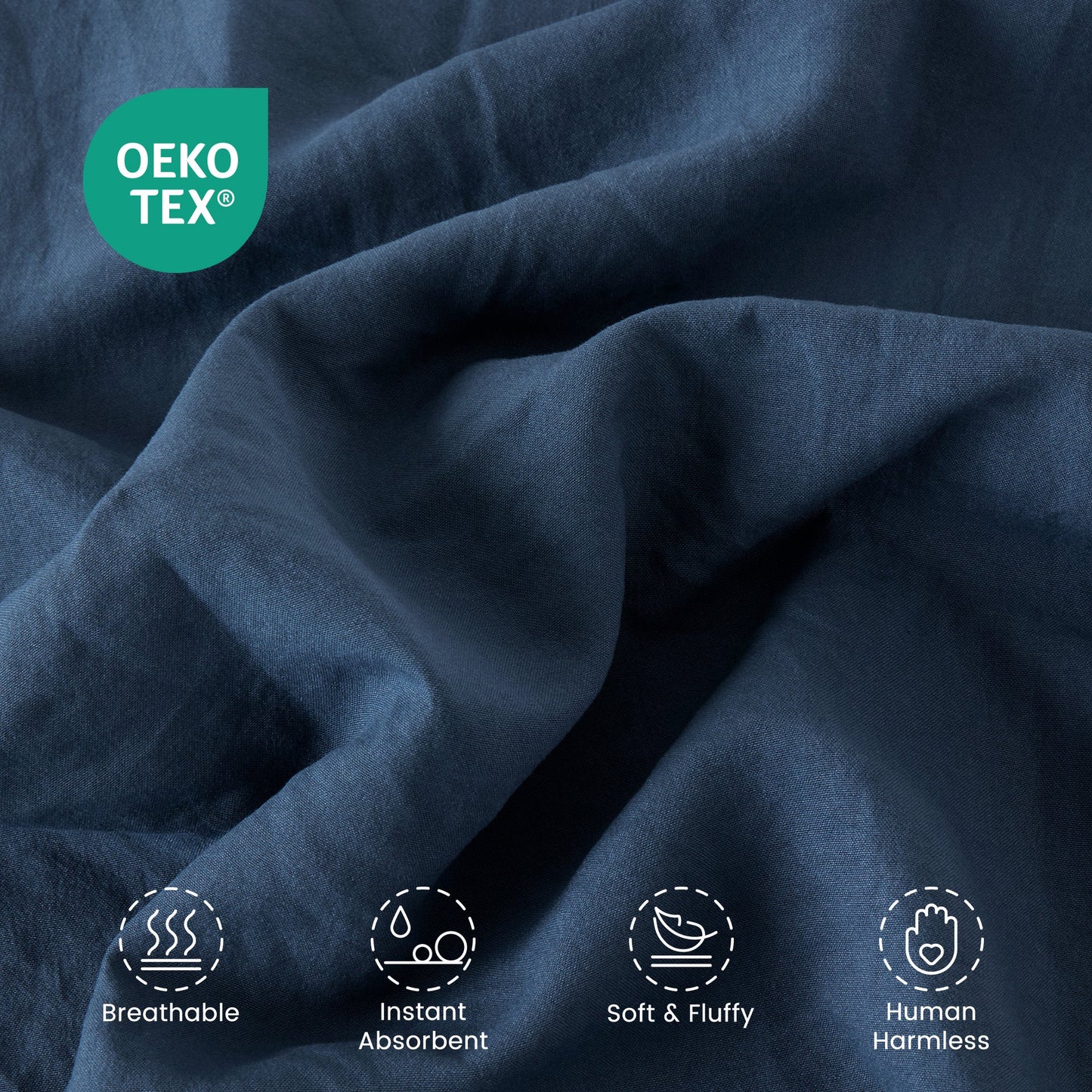 Stone Washed Duvet Cover Set - Navy