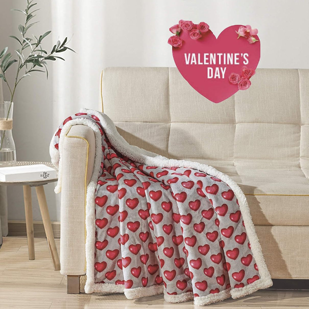Ultra Plush Mothers Day Valentine's Day Heart-Themed Throw Blanket – Soft, Cozy, and Luxurious Fleece, 50" x 60"