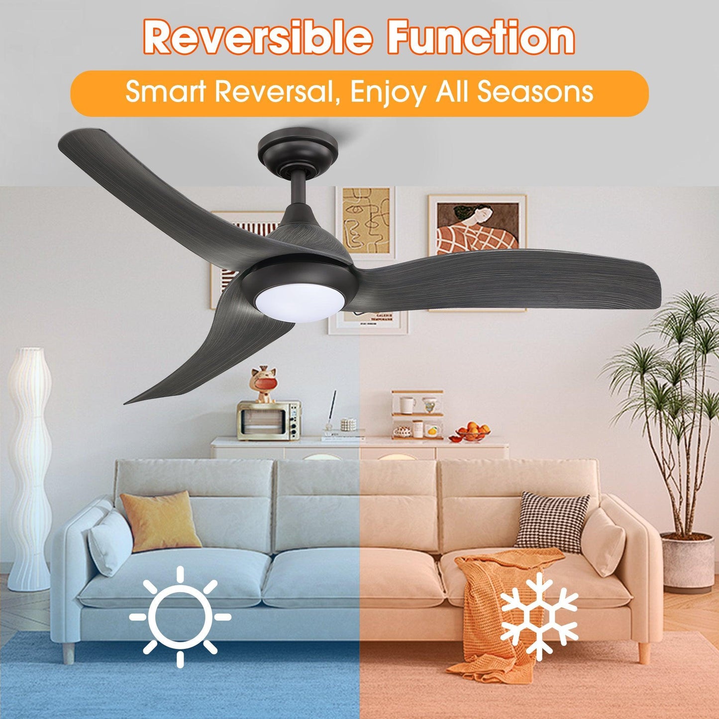 52" Industrial DC Motor Downrod Mount Reversible Ceiling Fan with LED Lighting and Remote Control