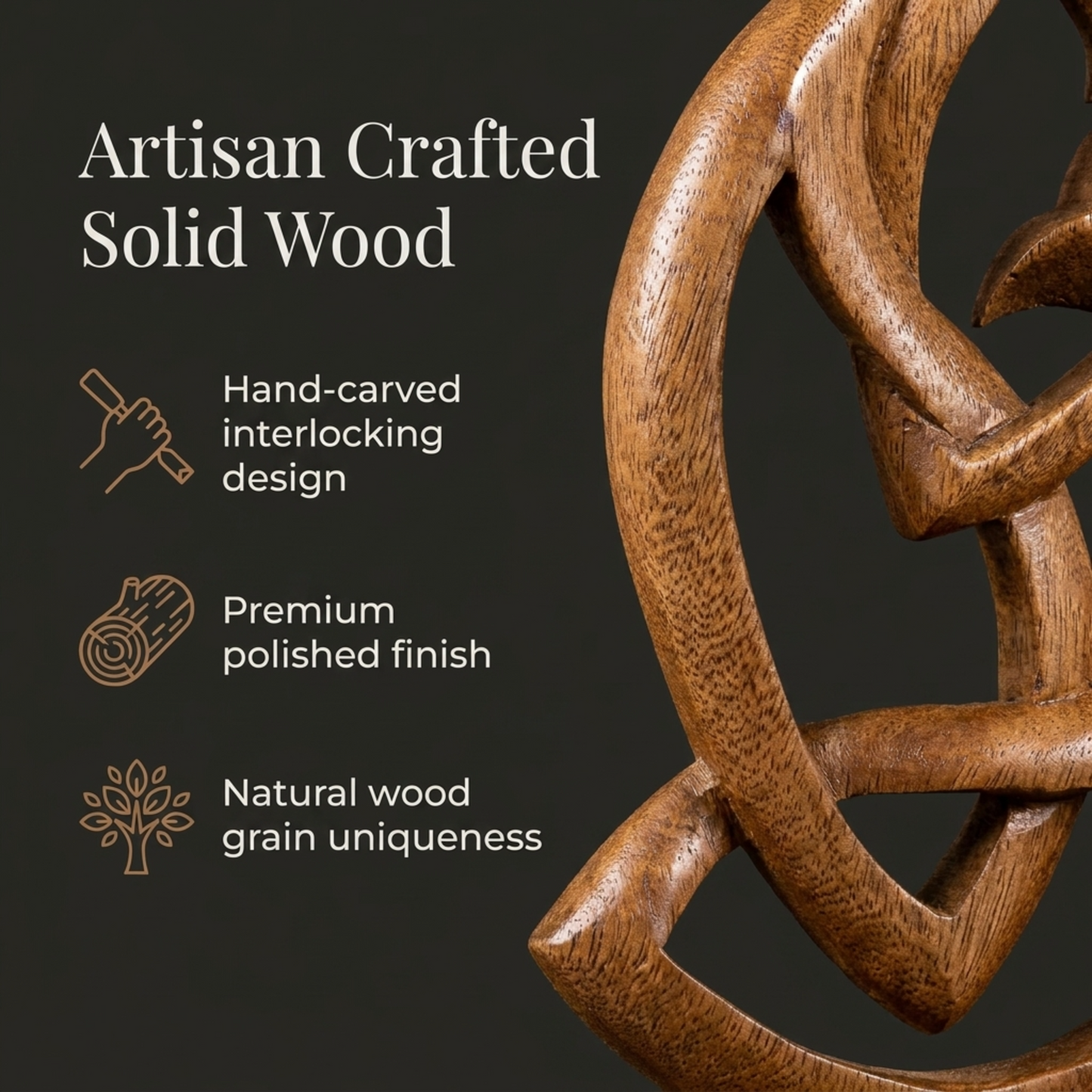 Wooden Fish Sculpture – Handmade Solid Acacia Art for Home Décor & Gift