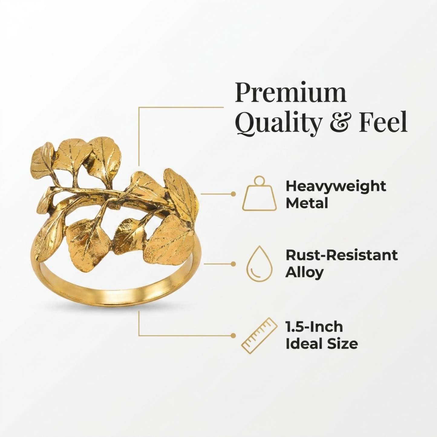 Gold Leaf Napkin Rings – Elegant Leaf Design Napkin Buckles for Table Decor