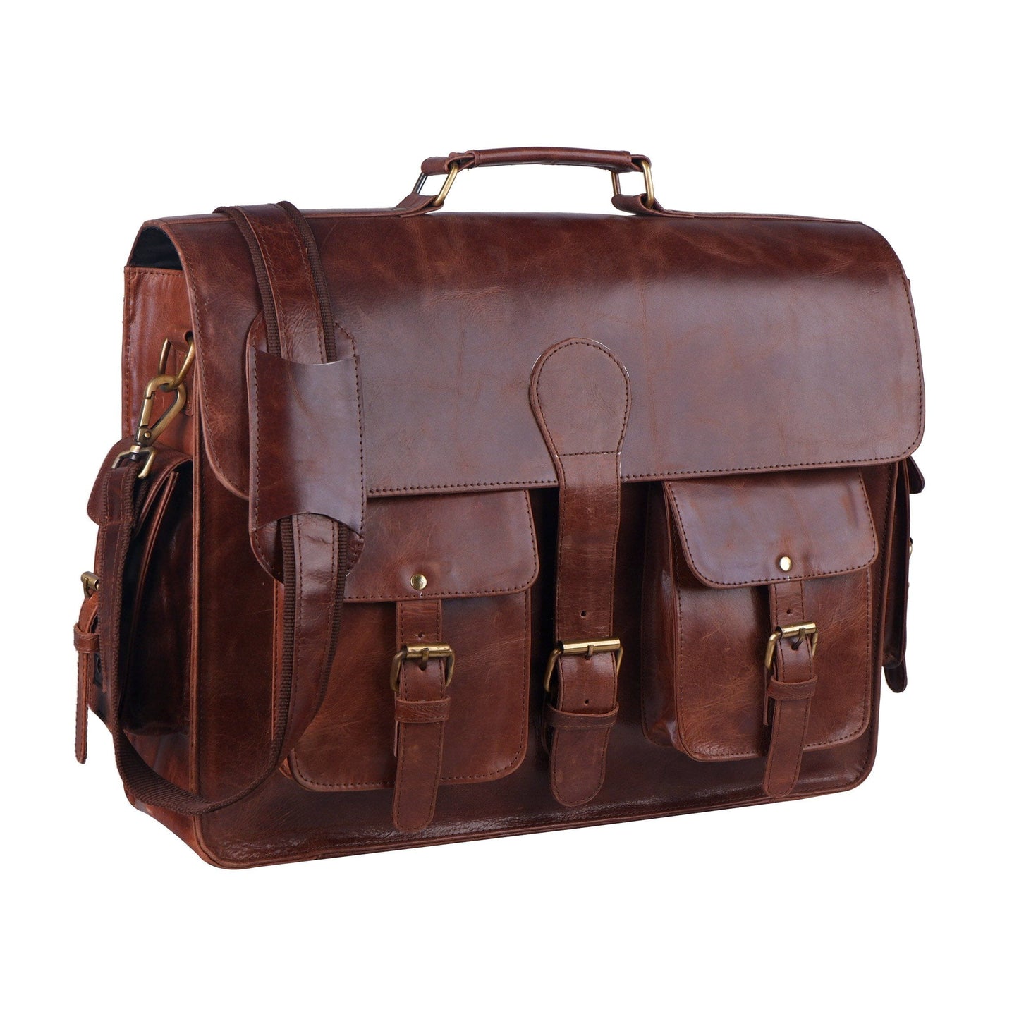 The Men's Distressed Buffalo Leather Messenger Bag