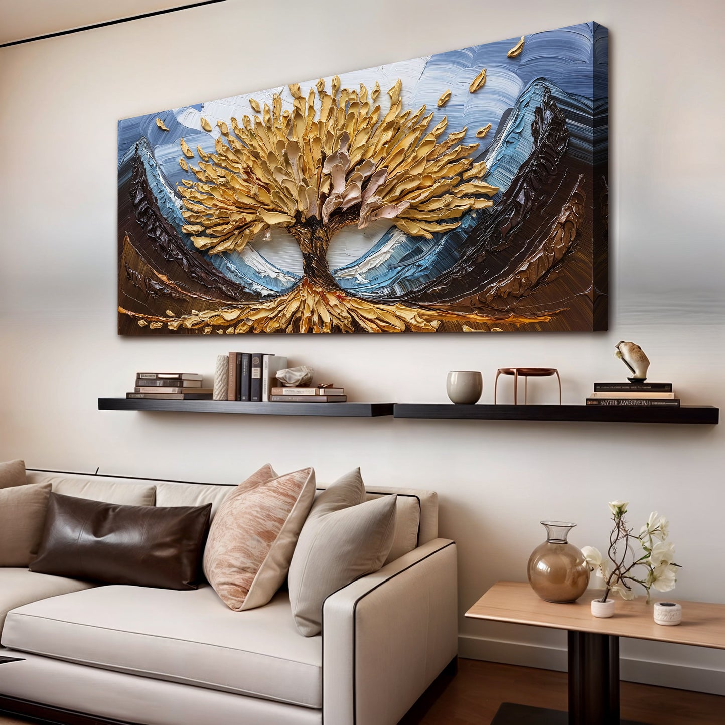 Golden Resilience Impasto Wall Art