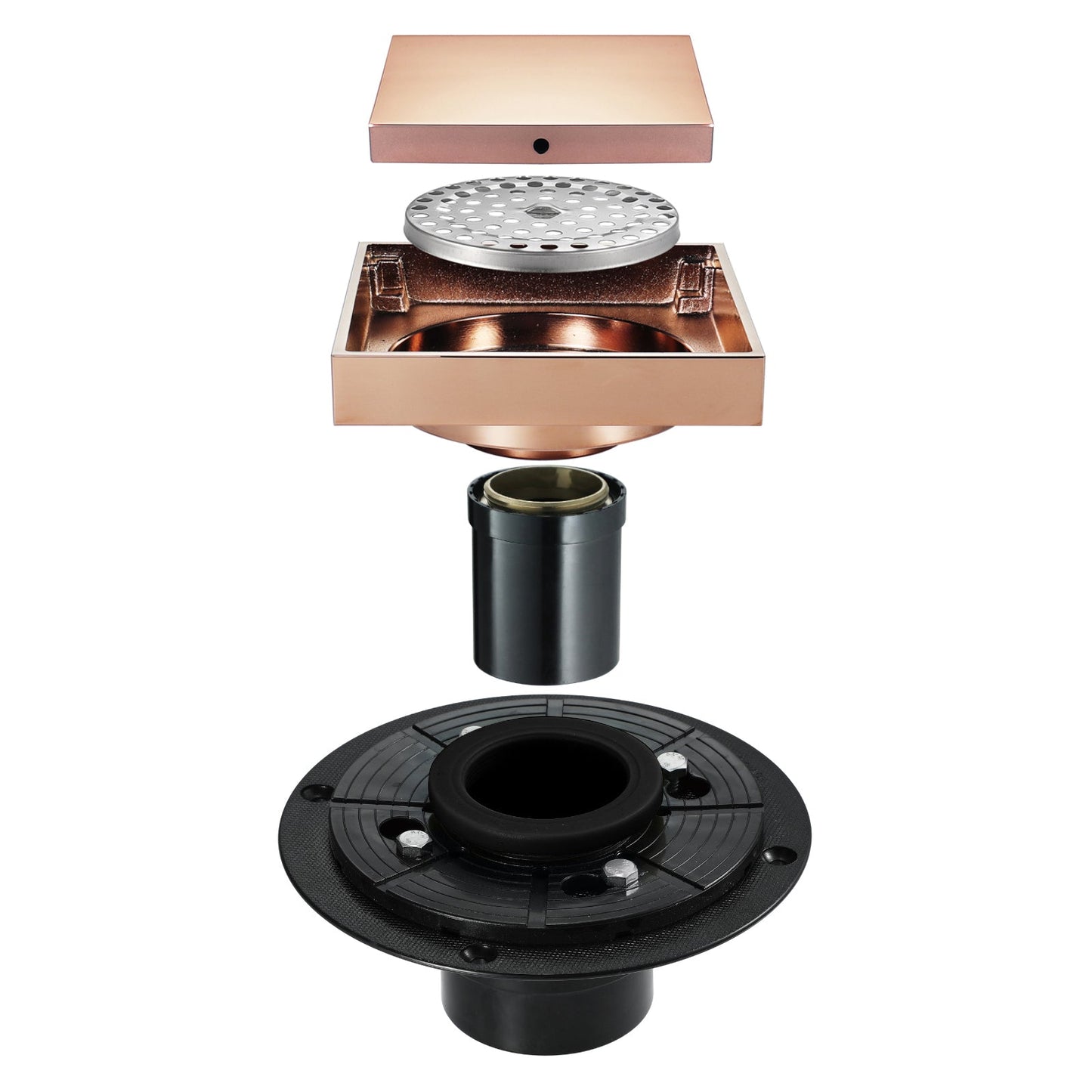 Rose Gold brass floor drain 4x4inch