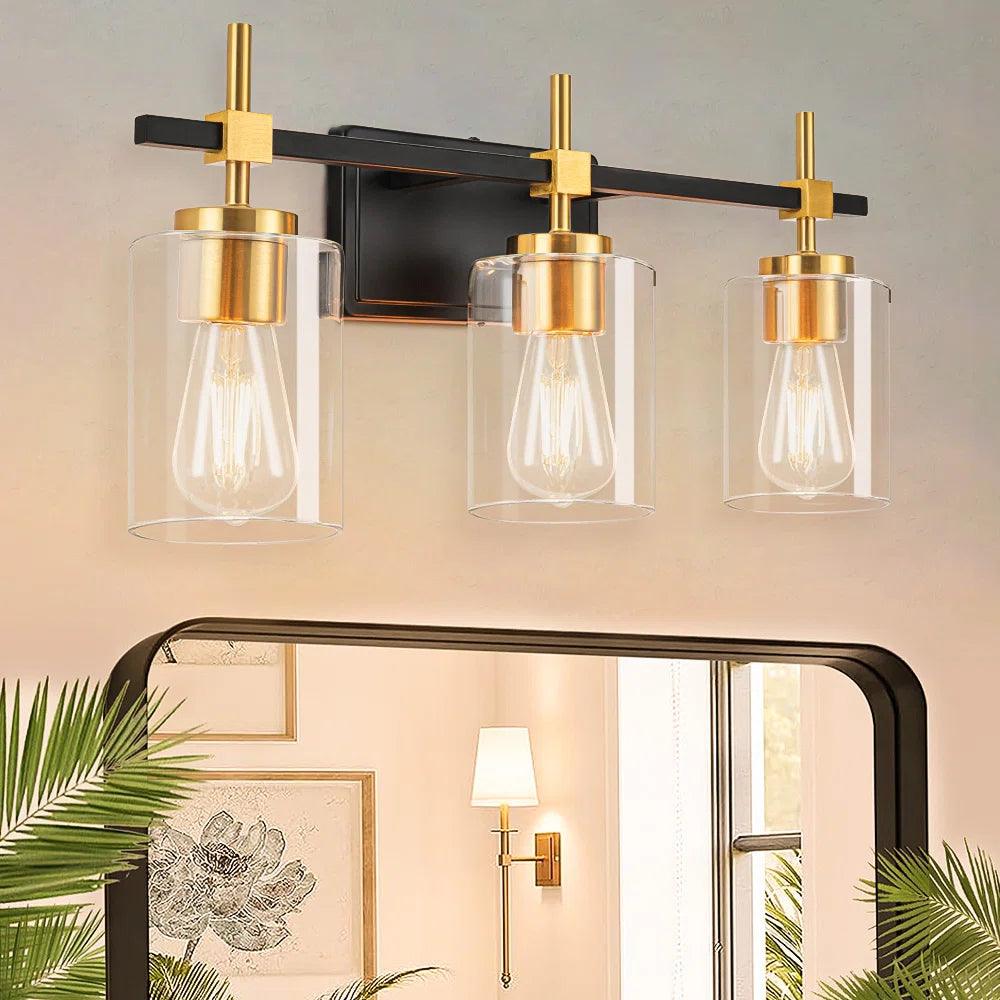 Jasper Modern Clear Glass 3-Light Bathroom Vanity Light