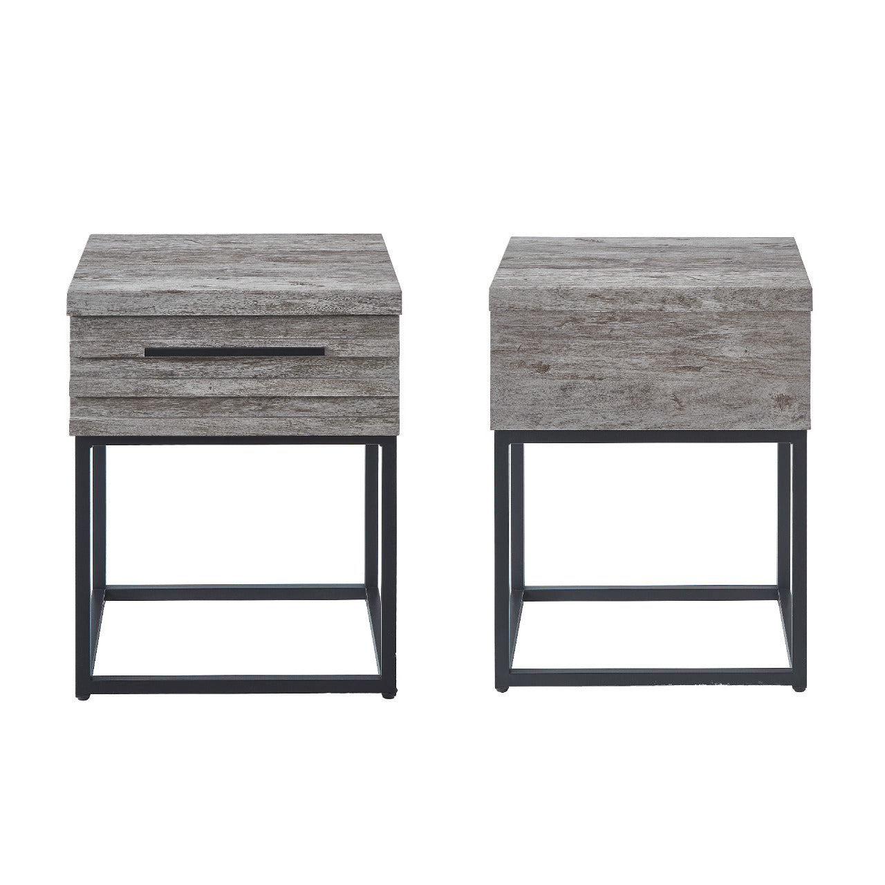 Belize 3-Piece Upholstered Bedroom Set, Tufted Wingback Bed with Two Gray Nightstands