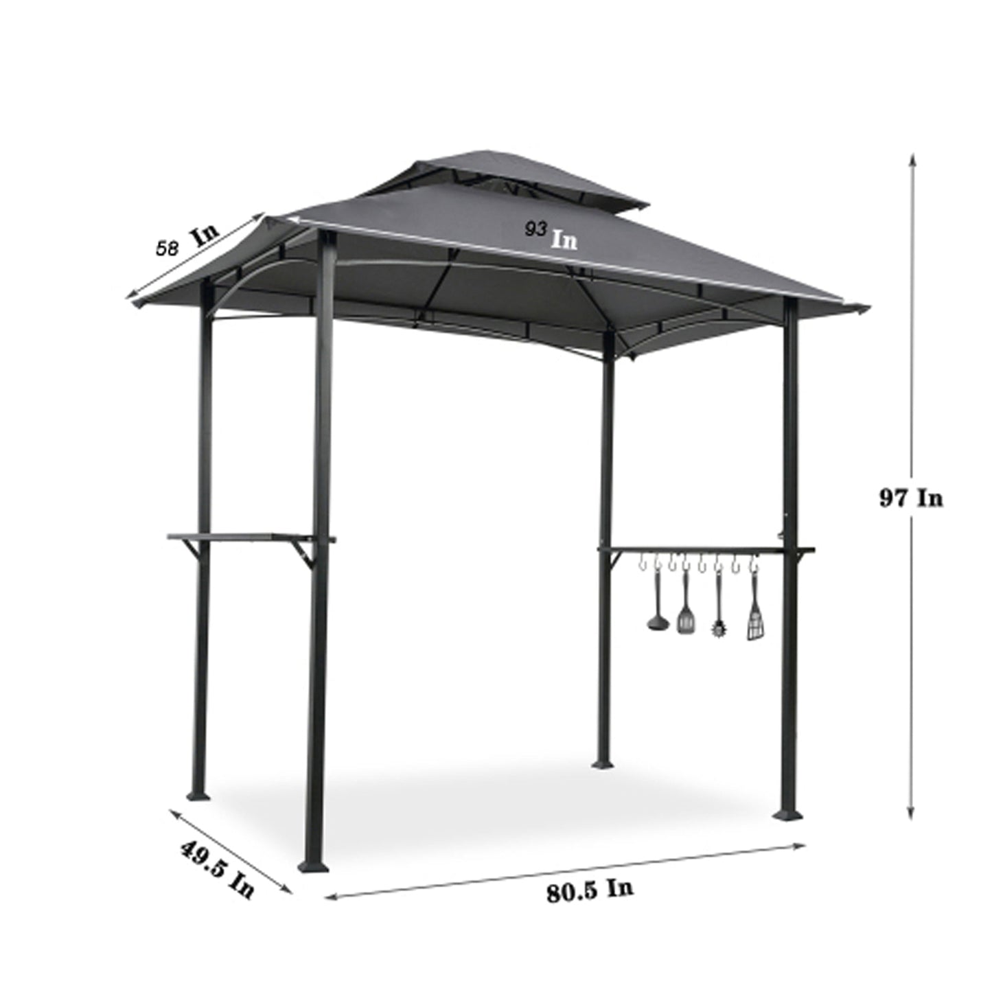 Outdoor Grill Gazebo 8 x 5 ft with Double-Tier Soft Top Canopy