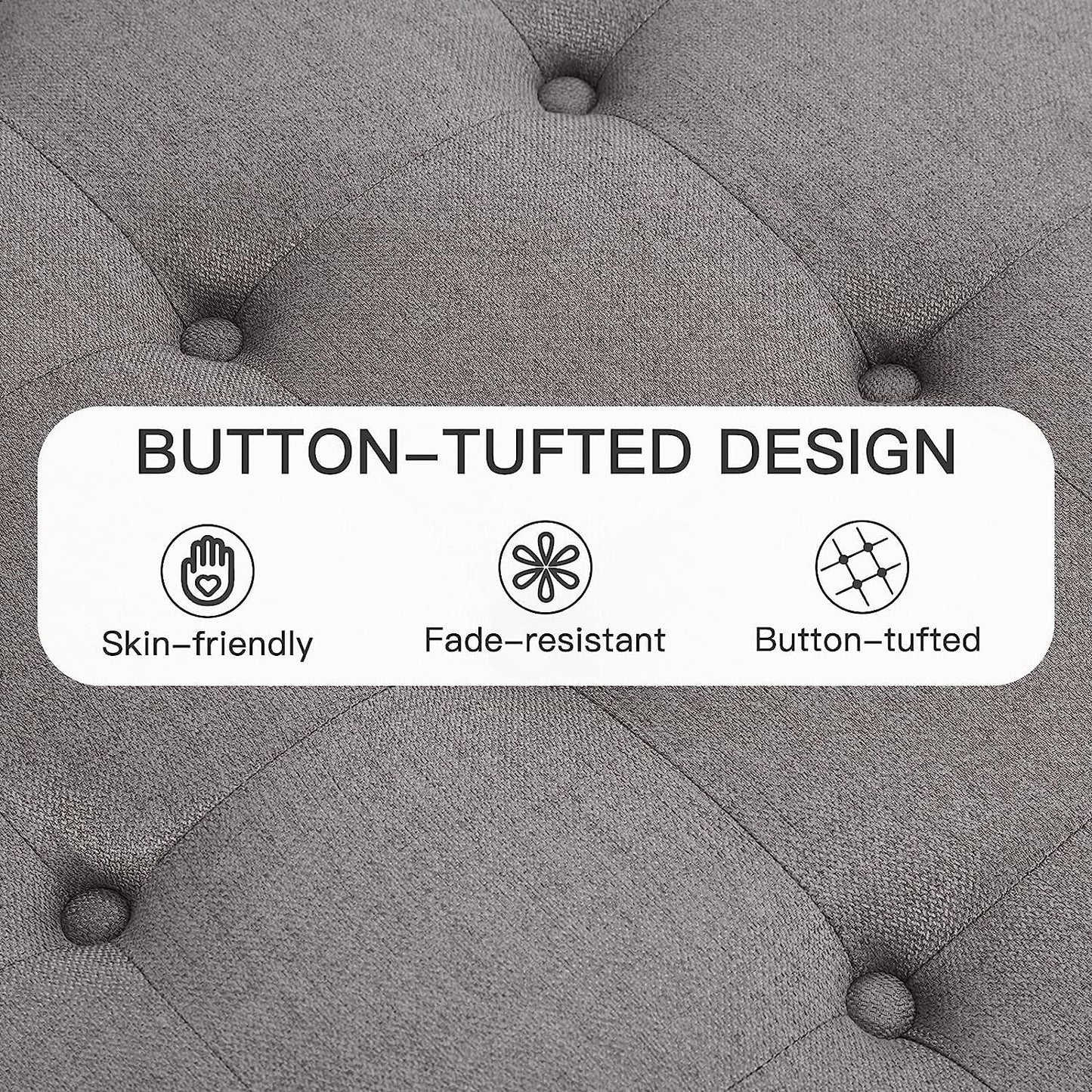 Grey Tufted Storage Ottoman Square For Living Room