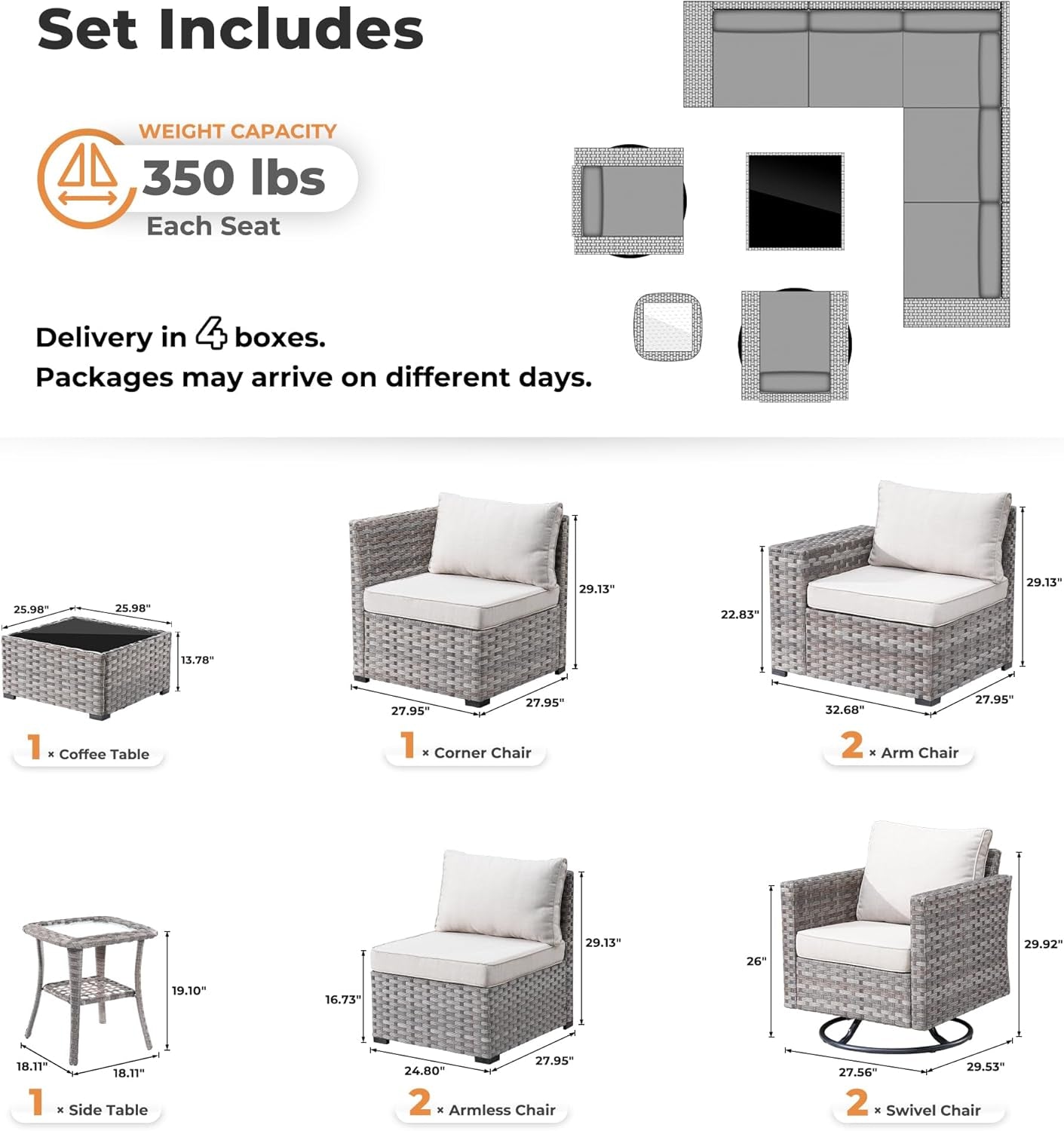 Modern Modular Outdoor Wicker Sectional Sofa Set