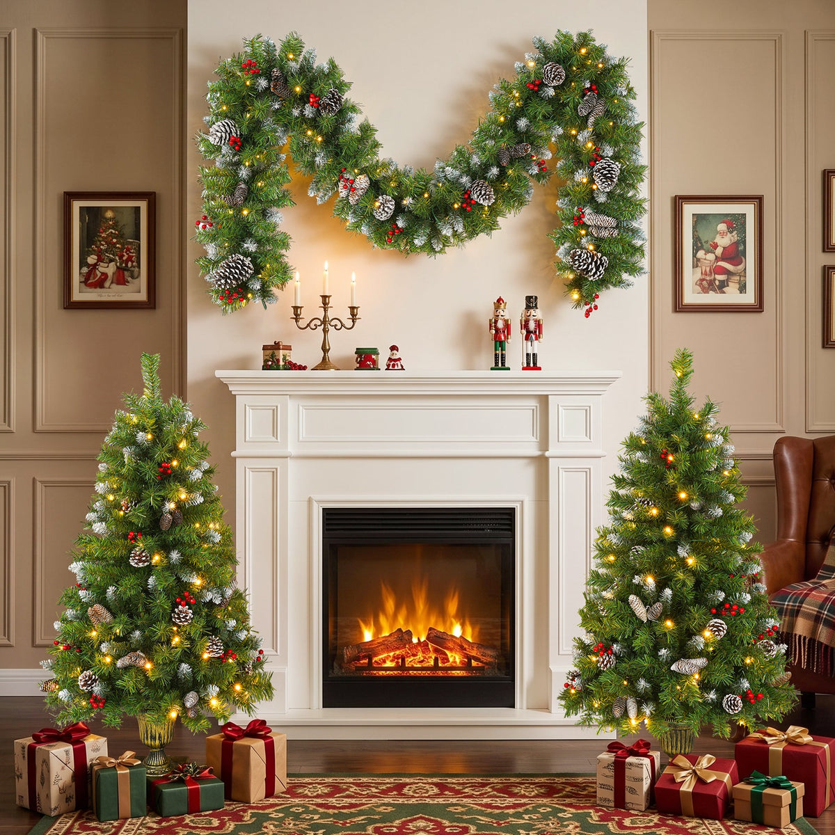 Pre-Lit Christmas Tree Artificial Christmas 3-Piece Set