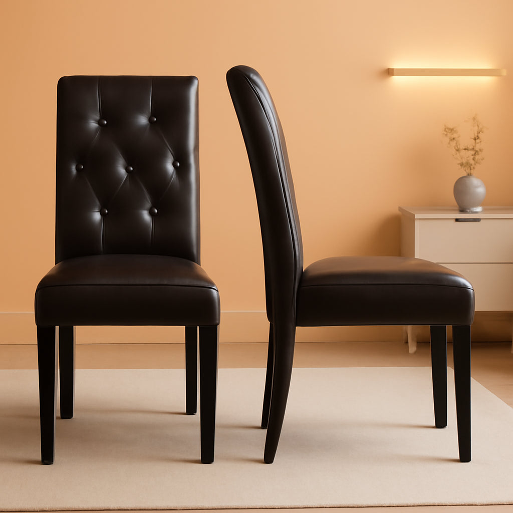 Faux Leather Dining Chairs Brown Set Of 2 For Dining Room