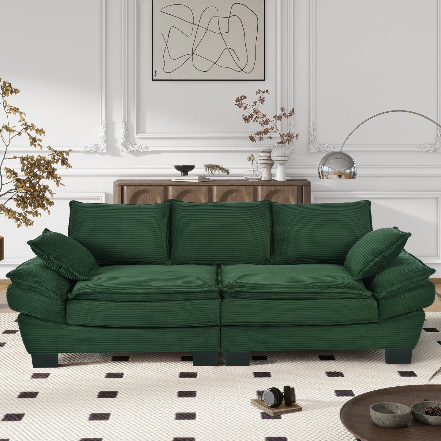 U-Style 85.4" Modern Curved Sofa